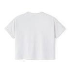 Women's Boxy Tee — "Powered by Café & Fé" Cute Coffee Graphic Crop Shirt