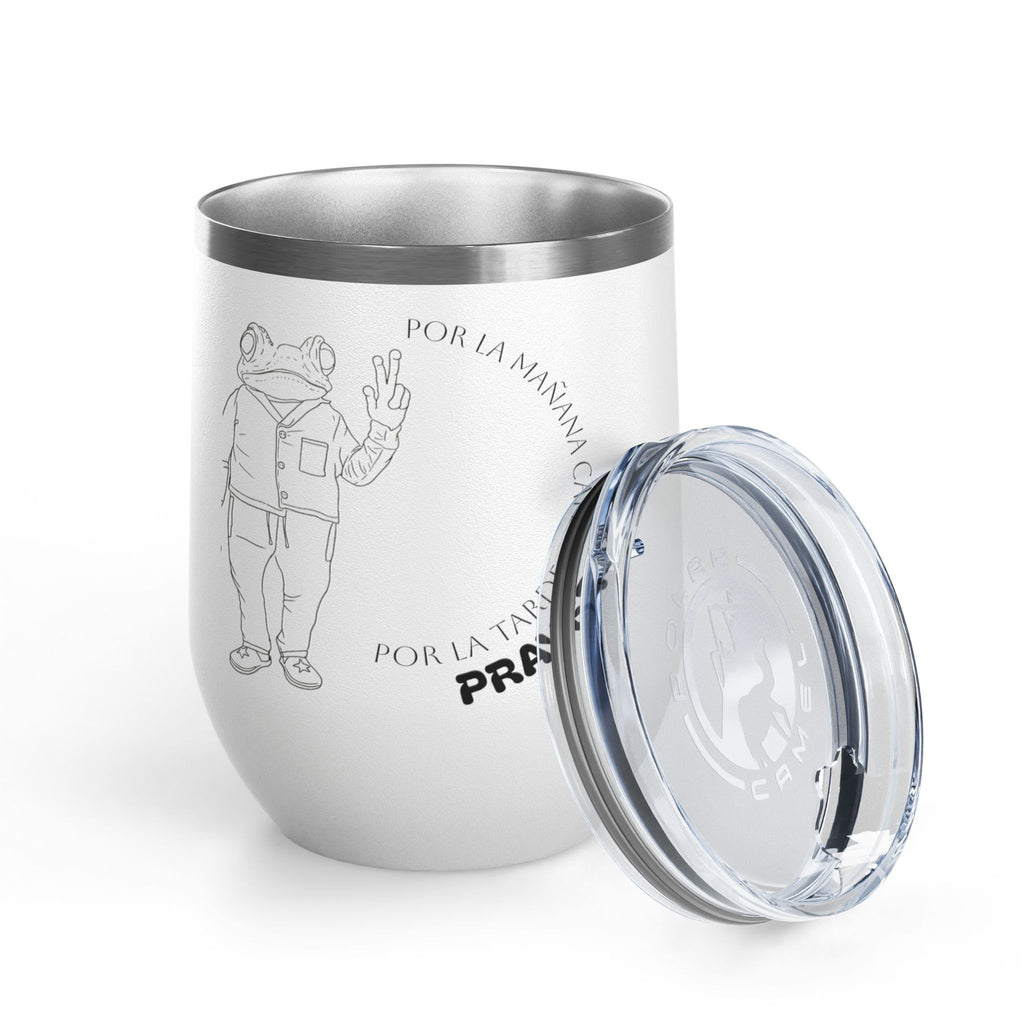 Coquí Character Peace Sign, Wine Tumbler | Por la mañana café por la tarde PRAYER