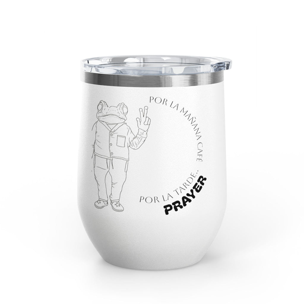 Coquí Character Peace Sign, Wine Tumbler | Por la mañana café por la tarde PRAYER