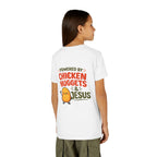 Youth Tee "Powered by Chicken Nuggets & Jesus" Graphic Shirt