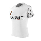Isla Built Women's Cut & Sew Tee — Minimal Logo Graphic Tee with Patterned Sleeve