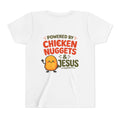 Youth Tee "Powered by Chicken Nuggets & Jesus" Graphic Shirt