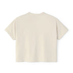 Women's Boxy Tee — "Powered by Café & Fé" Cute Coffee Graphic Crop Shirt