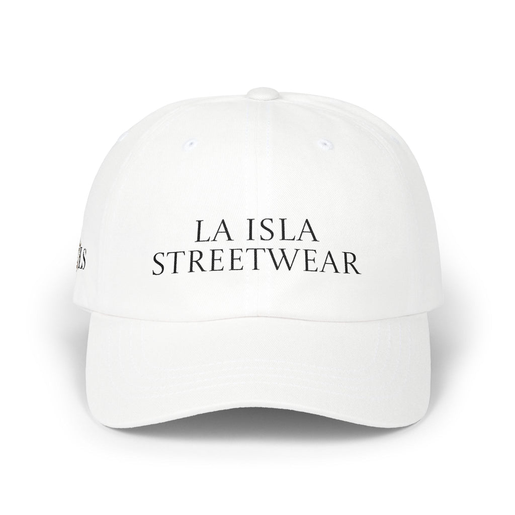 La Isla Streetwear Classic Dad Cap — Embroidered White Baseball Hat