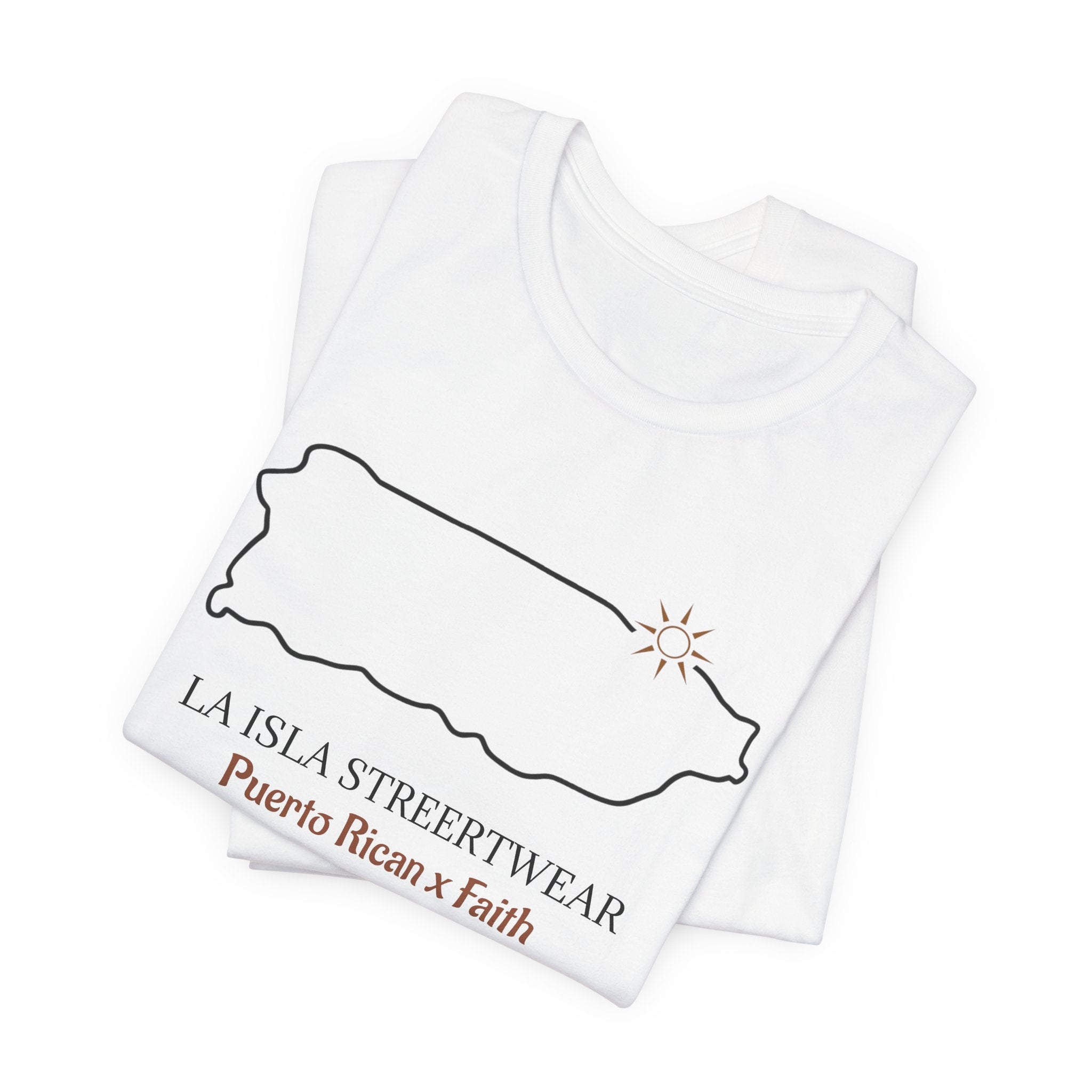 Puerto Rico Outline Tee "La Isla Streetwear" Puerto Rican Faith T‑Shirt