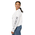 Unisex Distressed Cross with Sun Crewneck Sweatshirt | Bodicia Sleeve Text