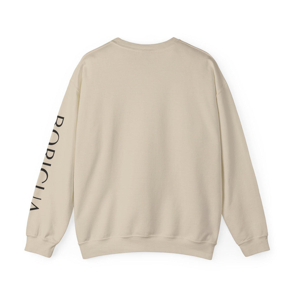 Unisex Distressed Cross with Sun Crewneck Sweatshirt | Bodicia Sleeve Text