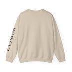 Unisex Distressed Cross with Sun Crewneck Sweatshirt | Bodicia Sleeve Text